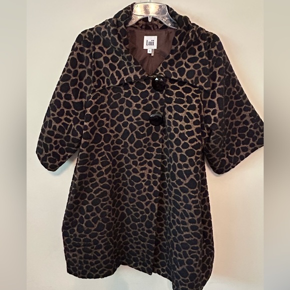 Luii Jackets & Blazers - LUII Anthropologie Womens Large Animal Giraffe Mod S/S‎ Swing COAT Jacket EUC